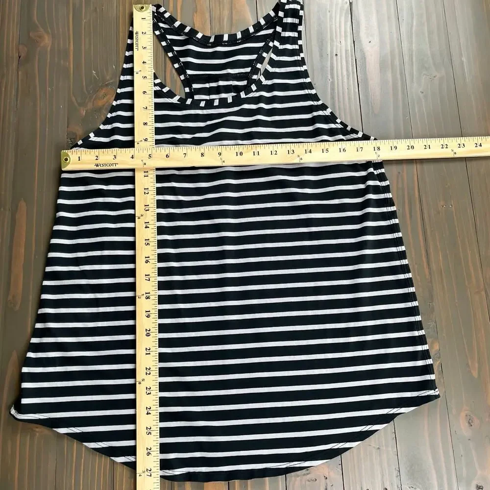 Lululemon Racerback Tank Top Black Grey Stripe Athleisure Gym Workout Athletic M